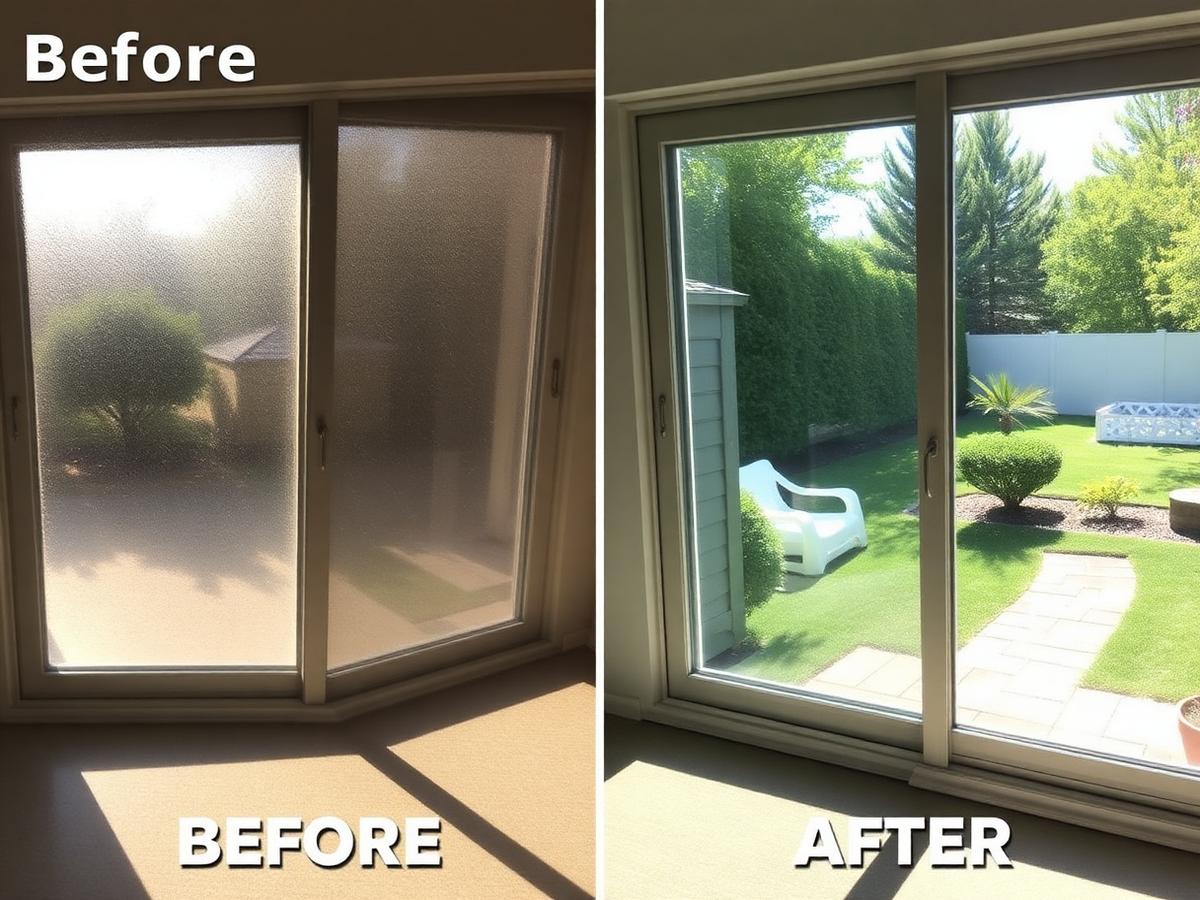 Before and after window cleaning: Patio sliders