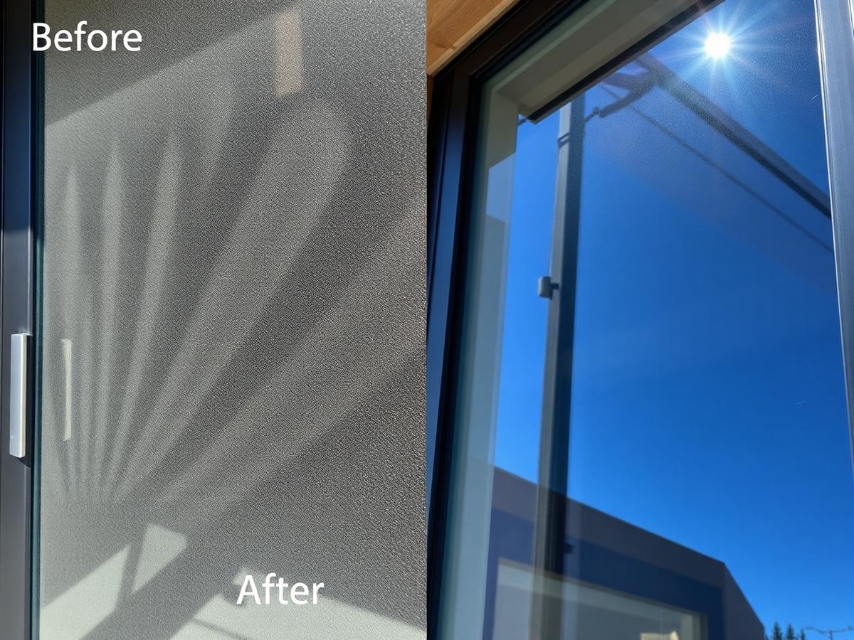 Before and after window cleaning: Retail storefront